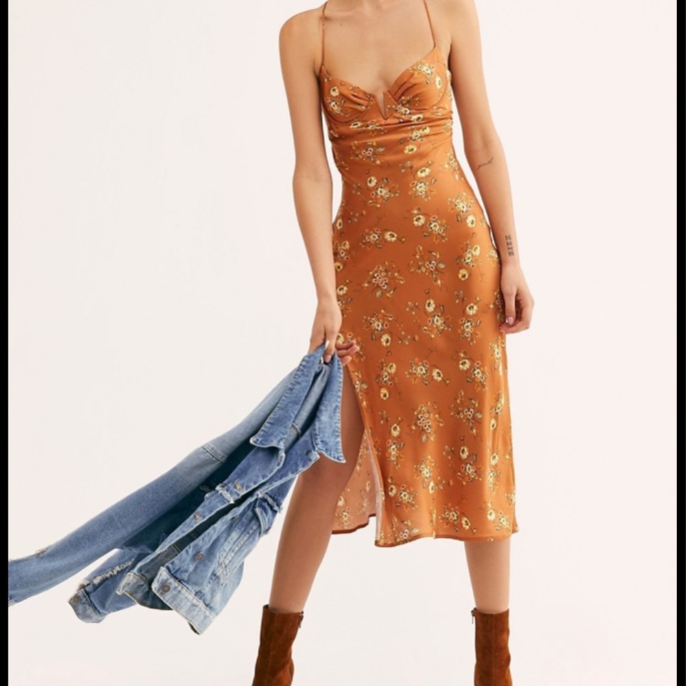 Sun becomes her silk dress